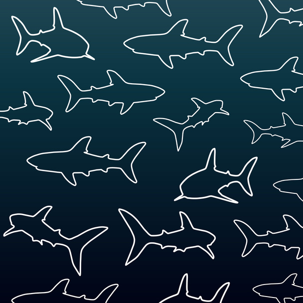 Köpekbalıkları silhouettes - Vektör, Görsel