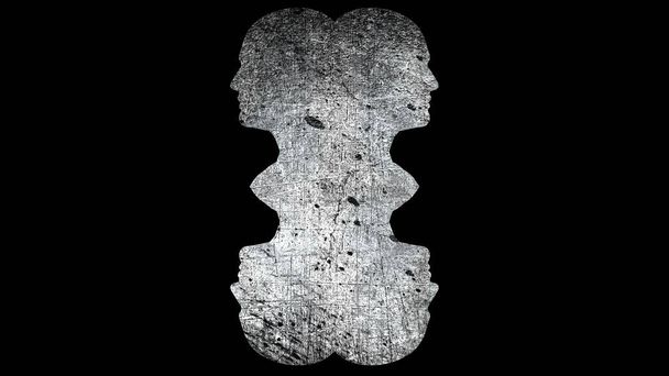 グランジテクスチャで頭の組成、コンピュータが生成されます。抽象的な背景の3Dレンダリング - 写真・画像