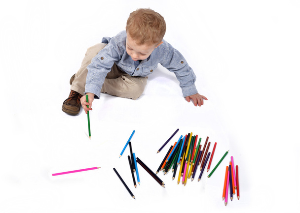 baby draws with crayons - Photo, Image