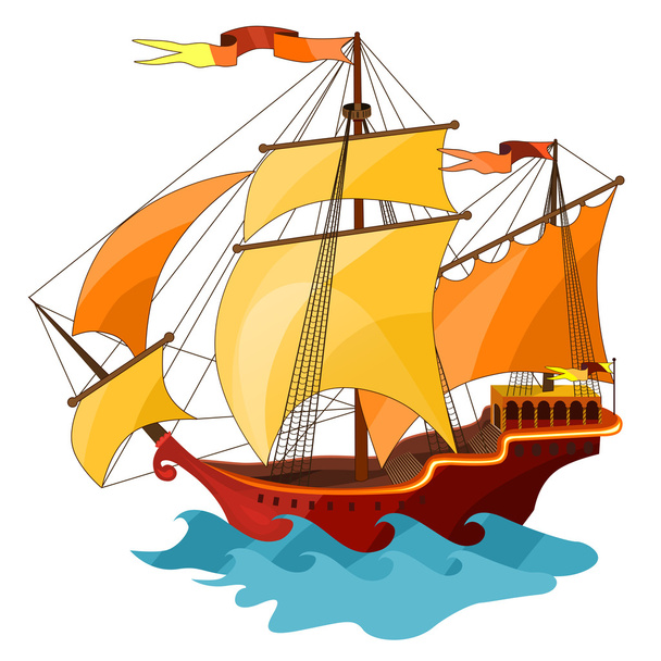 Two-masted sailing ship.  - Vektor, obrázek
