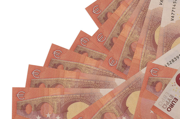 Deset eurobankovek leží v různém pořadí, izolované na bílém. Místní bankovní nebo peněžní koncept. Nápis - obchodní pozadí - Fotografie, Obrázek