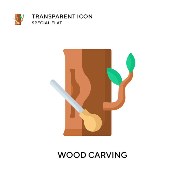 Wood carving vector icon. Flat style illustration. EPS 10 vector. - Vector, Image