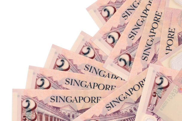 2 notas de dólares cingapurianos encontra-se em ordem diferente isolado no branco. Banco local ou conceito de ganhar dinheiro. Banner de fundo de negócios - Foto, Imagem