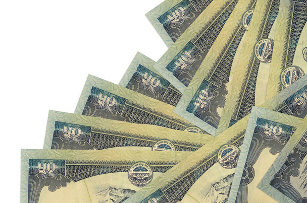 50 notas de rúpias nepalesas encontram-se em ordem diferente isoladas em branco. Banco local ou conceito de ganhar dinheiro. Banner de fundo de negócios - Foto, Imagem