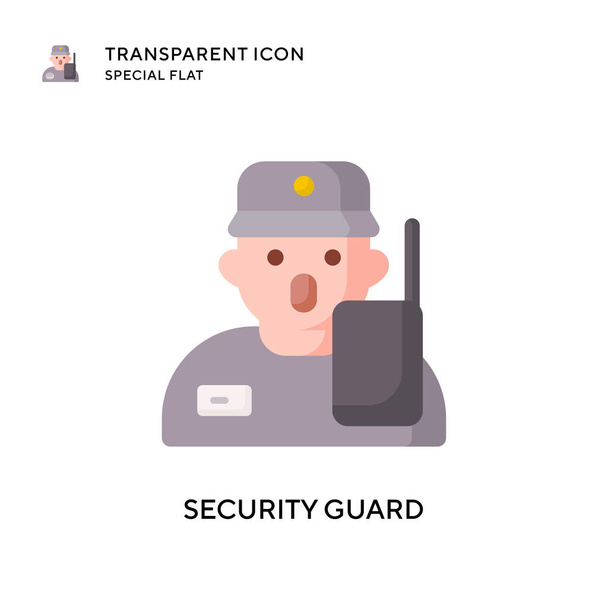 Icona del vettore della guardia di sicurezza. Illustrazione in stile piatto. Vettore EPS 10. - Vettoriali, immagini