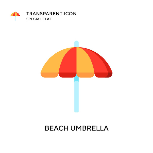 Plaj şemsiyesi ikonu. Düz çizim. EPS 10 vektörü. - Vektör, Görsel