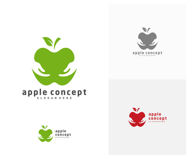 Apple Care logo design vector template, Fruits Apple icon symbol - Vettoriali, immagini