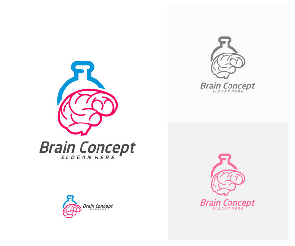 Brain Lab Logo design vector template. Think idea concept. Brainstorm power thinking brain icon Logo. - Vector, Image