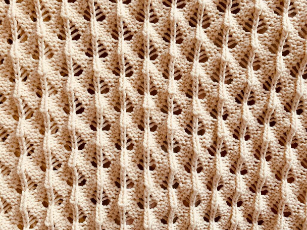 biege pletený vzor texturované pozadí povrch tkaniny - Fotografie, Obrázek