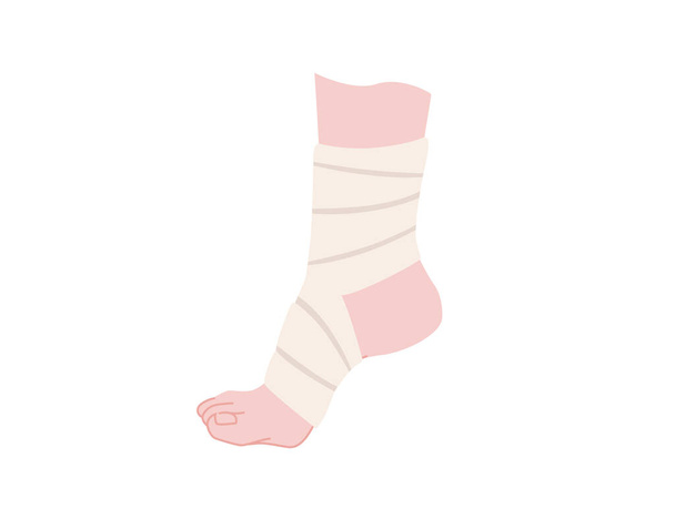 Υγιής επίδεσμος για πόδι πόδι αποκατάσταση επίπεδη διανυσματική απεικόνιση σε λευκό φόντο - Διάνυσμα, εικόνα