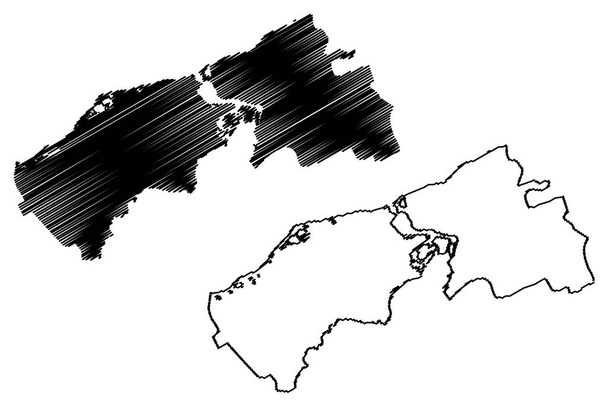 Ciudad Guayana (República Bolivariana de Venezuela, Estado Bolívar) mapa vector ilustración, garabato boceto Ciudad de San Félix y Puerto Ordaz mapa - Vector, imagen