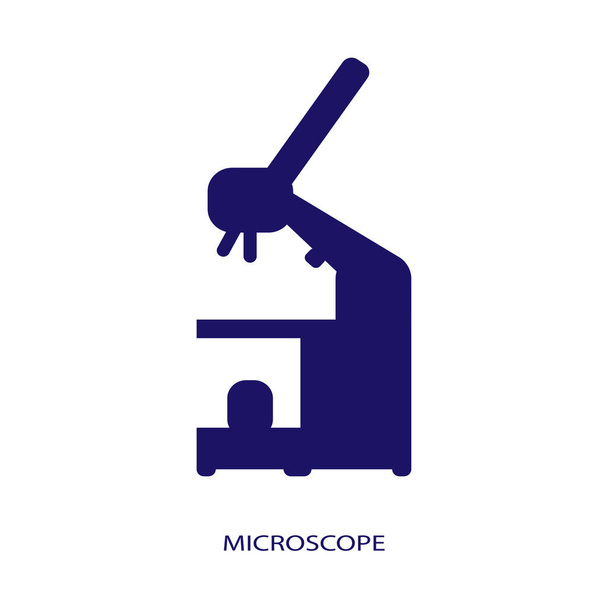 テキスト付きの白い背景の顕微鏡アイコン。研究室のコンセプトWebデザイン、モバイルアプリ、ユーザインタフェースのシンボル。顕微鏡用ピクトグラム。ベクターイラスト - ベクター画像
