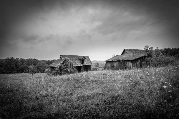 Casa abbandonata del XIX secolo in un campo rurale a Glanz, Austria. - Foto, immagini