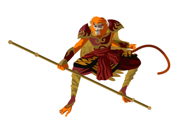 Sun Wukong le roi des singes mythologie chinoise conte guerrier - Vecteur, image