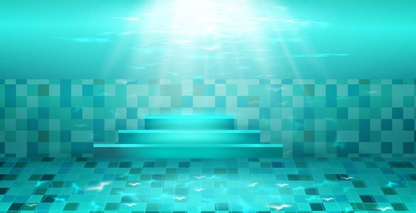 Плавательный бассейн с голубой водой, рябь и яркие моменты. - Вектор,изображение