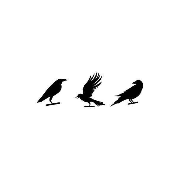 Set of flying birds sign, Dark silhouettes isolated on white. - Vector, Image