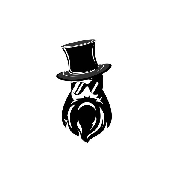 ilustración del logotipo de un hombre con un sombrero mágico aislado por un fondo blanco - Vector, imagen