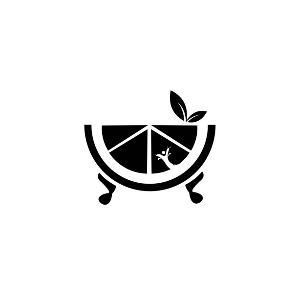 Pieza de naranja, diseño creativo logotipo de la fruta vector ilustración plana mínima - Vector, imagen