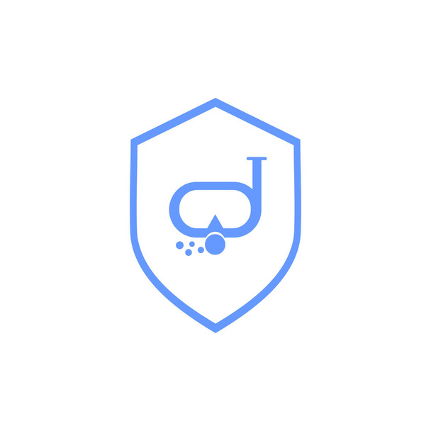 подводная маска и трубка изолированы на белом фоне. Логотип для кнопок, веб-сайтов, мобильных приложений и других дизайнерских потребностей. - Вектор,изображение