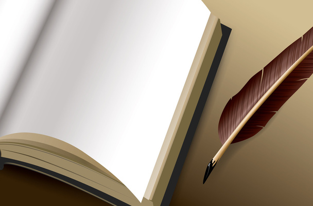 Open boek met lege witte pagina's. vectorillustratie op grijze achtergrond - Vector, afbeelding