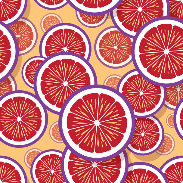 Mandarin orange fruit slice seamless pattern graphics. Vector illustration. Ideal for wallpaper, packaging, fabric, textile, wrapping paper design and any kind of decoration. - Vector, Image