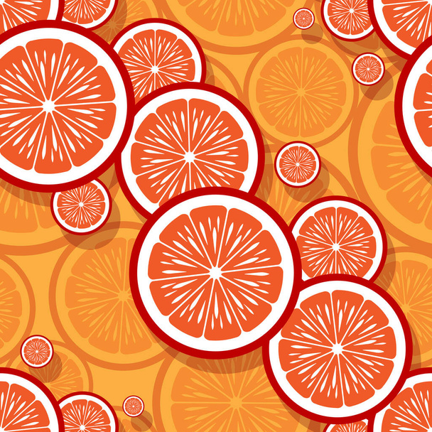 Mandariini oranssi hedelmä siivu saumaton kuvio grafiikka. Vektorikuvitus. Ihanteellinen tapetti, pakkaus, kangas, tekstiili, käärepaperi suunnittelu ja kaikenlaista koristelu. - Vektori, kuva