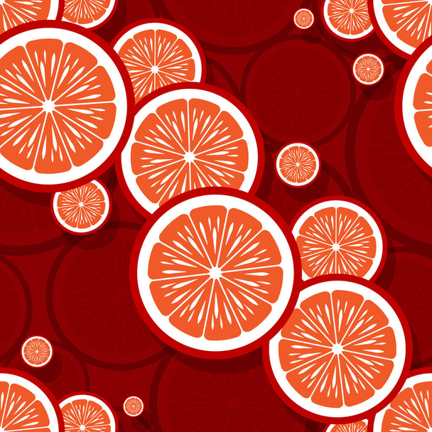 Seamless pattern with orange fruit slice graphics. Vector illustration. Ideal for wallpaper, packaging, fabric, textile, wrapping paper design and any kind of decoration. - Vector, Image