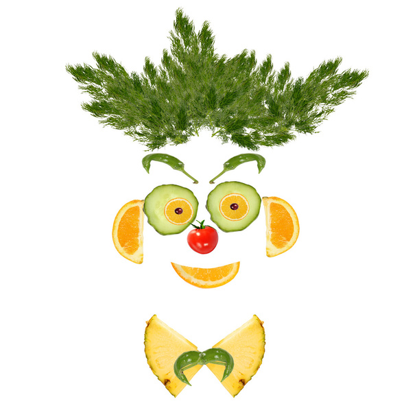 Healthy eating. Funny face made of vegetables and fruits - Photo, Image