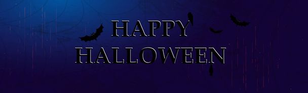 Scary gloomy dark blue halloween background - illustration - Vector, Image