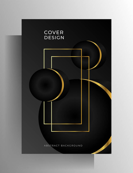 Cover template for book, brochure, magazine, catalog, poster. Elegant, austere design in black and gold tones. Vector 10 EPS. - Vector, Image