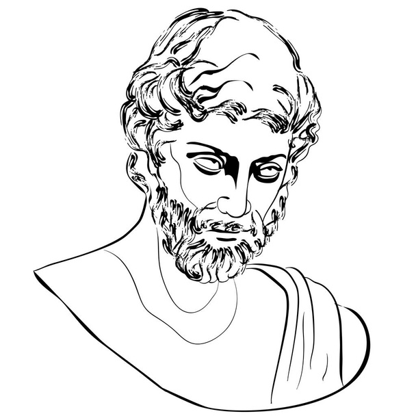 Vectorale lineaire illustratie van een antieke god. Geïsoleerd beeld van Hephaestus vulkaangod. Karakter van de Romeinse mythologie. - Vector, afbeelding