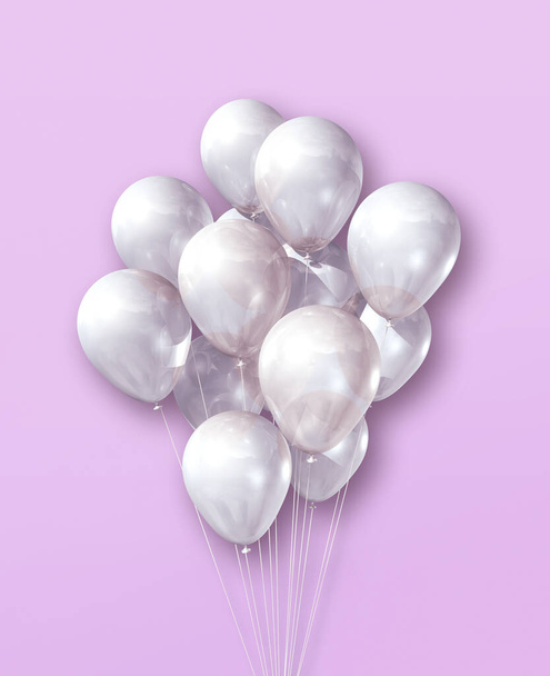 White air balloons group on a light pink background. 3D illustration render - Foto, Bild