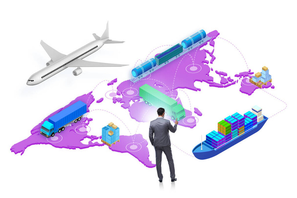 Globalna koncepcja logistyczna z biznesmenem - Zdjęcie, obraz