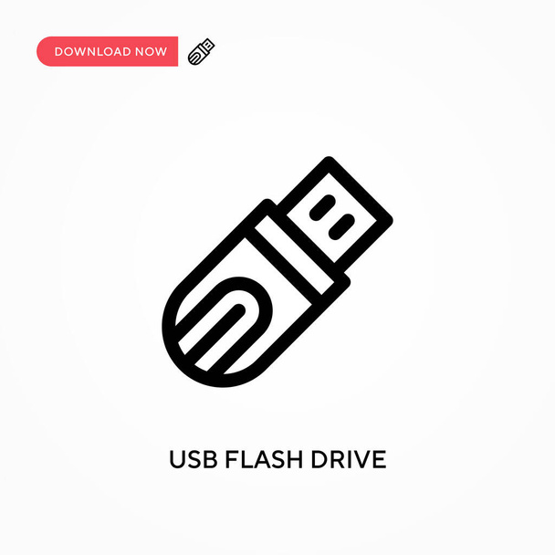 USBフラッシュドライブ単純なベクトルアイコン。ウェブサイトやモバイルアプリのための現代的でシンプルなフラットベクトルイラスト - ベクター画像