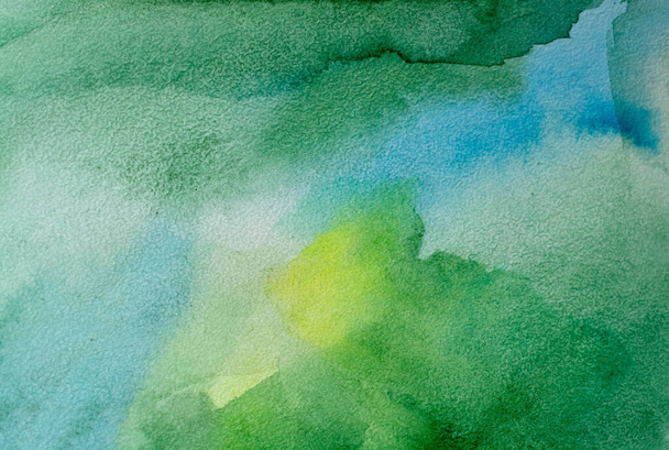 modrá a zelená akvarely na papírové textuře, pozadí design, ručně malovaný prvek - Fotografie, Obrázek