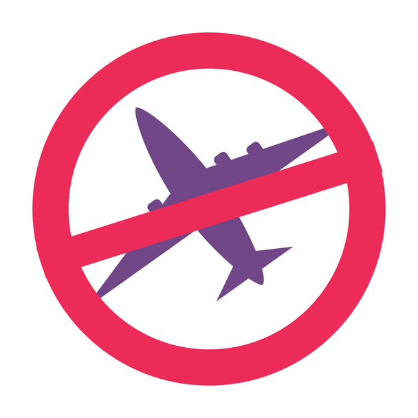 The sign forbidden flights. Passenger airplanes.Vector flat . - Vektor, Bild