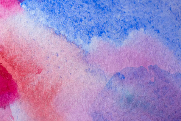 Abstract watercolor background with colorful different layers on paper texture, pink blue art - Фото, изображение