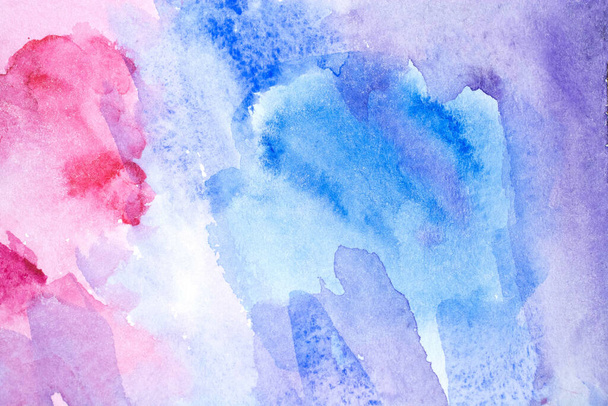 Abstract watercolor background with colorful different layers on paper texture, pink blue art - Foto, Imagen