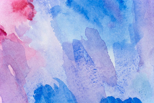 Abstraktní akvarel pozadí s barevnými různými vrstvami na papírové textuře, růžové modré umění - Fotografie, Obrázek