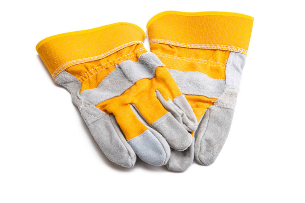gants de travail de protection isolés sur fond blanc - Photo, image