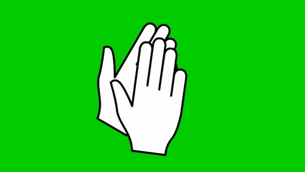 Geanimeerd symbool van handen. Handen klappen. Ikoon van applaus. Vector platte illustratie geïsoleerd op groene achtergrond. - Video