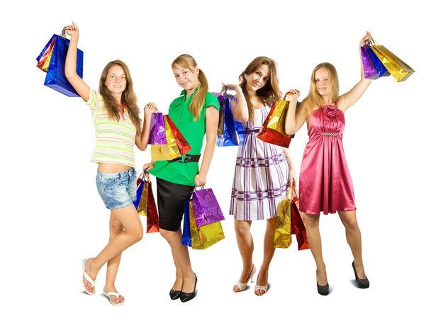 Les filles tenant des sacs à provisions
 - Photo, image