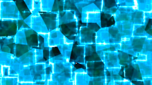 Świecące neonowe kwadraty na kolorowym tle tunelu z niewielkimi rozmytymi ruchami - Materiał filmowy, wideo