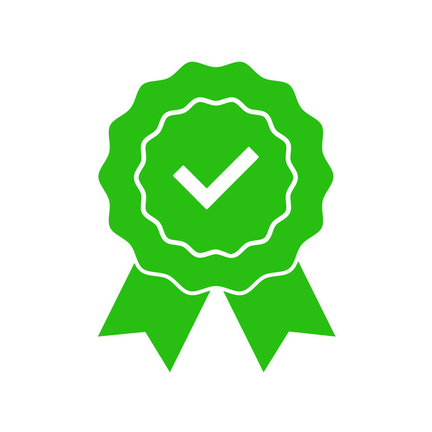 Zelené schválené nebo certifikované medaile ikony v plochém provedení. - Vektor, obrázek