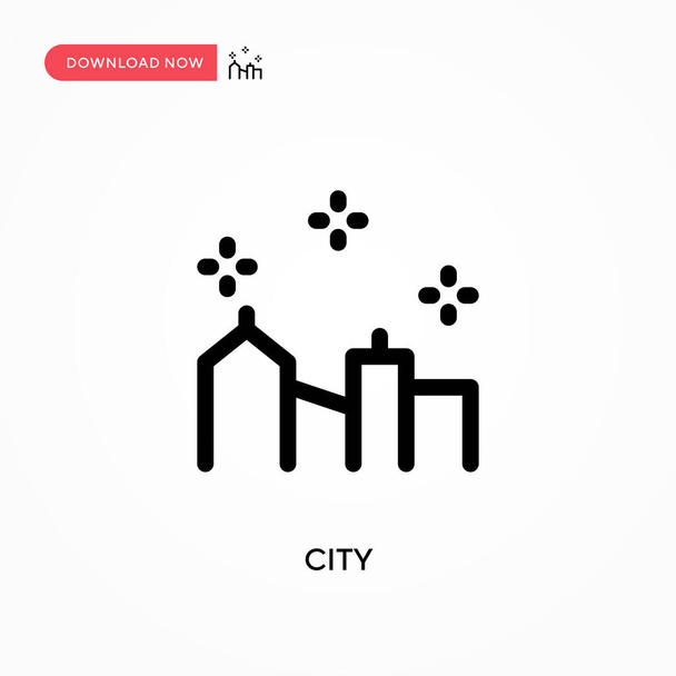 Şehir basit vektör simgesi. Web sitesi veya mobil uygulama için modern, basit düz vektör çizimi - Vektör, Görsel