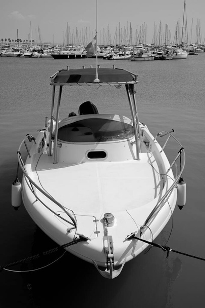Italy, Sicily, Mediterranean sea, Marina di Ragusa (Ragusa Province); motor boat in the port  - Photo, Image