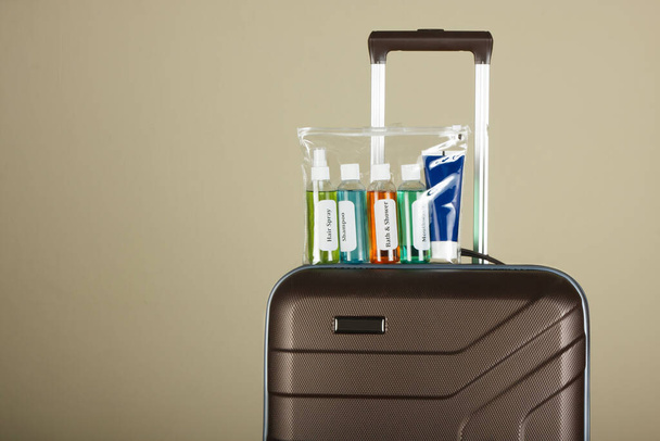 Cosmetic liquids in sachet. Liquid security check at Airport - Фото, изображение