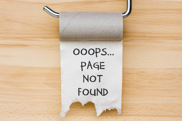 Stránka nebyla nalezena. Toaletní papír jako webová zpráva - Fotografie, Obrázek