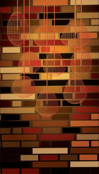 Decorative openwork plafonds on a brick wall background. Vector illustration - Vector, Image