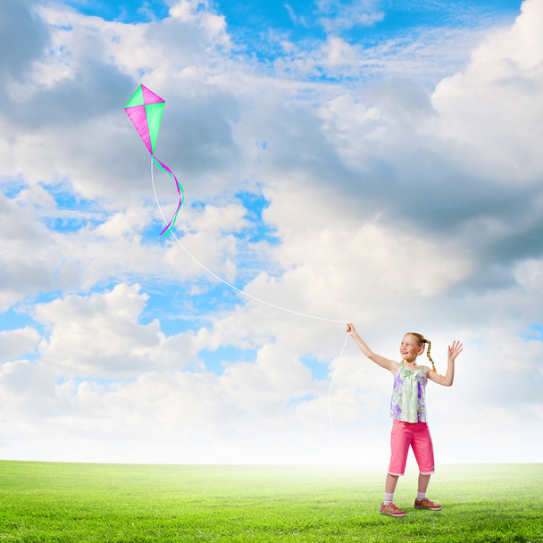 Girl with kite - Foto, imagen